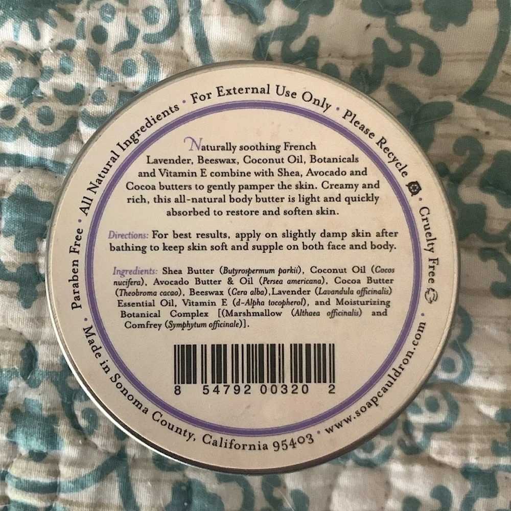 NWT Three Sisters Apothecary Sonoma County CA French Lavender Body Butter Lotion